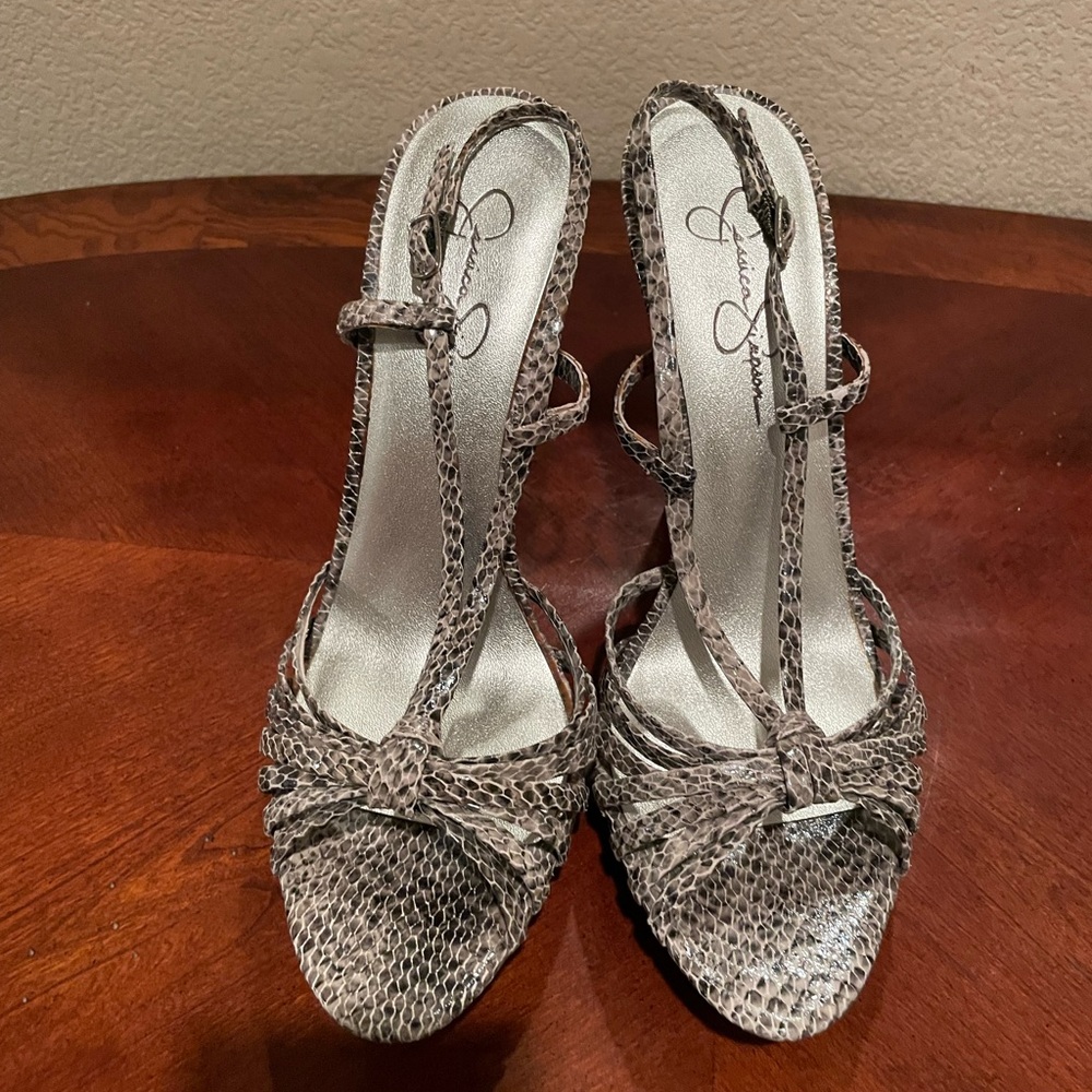 NWOB Jessica Simpson SATURDAY Havana Snakeskin Strappy Platform Heels